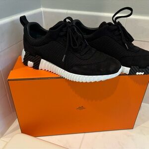Hermes Women's Black Sneakers with White Soles